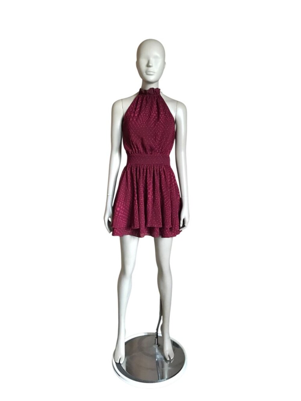 Lucy in the Sky Dark Red Halter Neck Dress